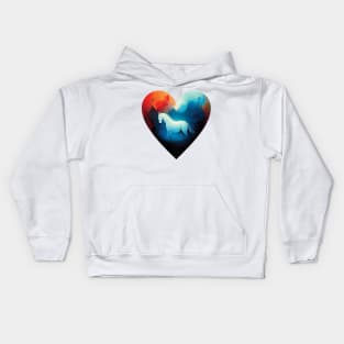 Colourful Horse In a Heart Shape in an abstract style Kids Hoodie